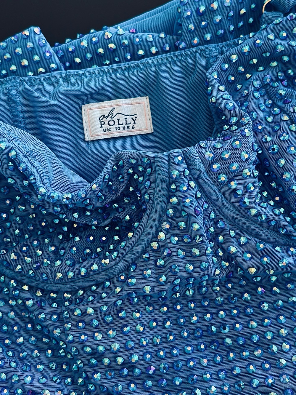 Oh Polly Ines Cobalt Blue Embellished Mini Dress - Picture 5 of 14